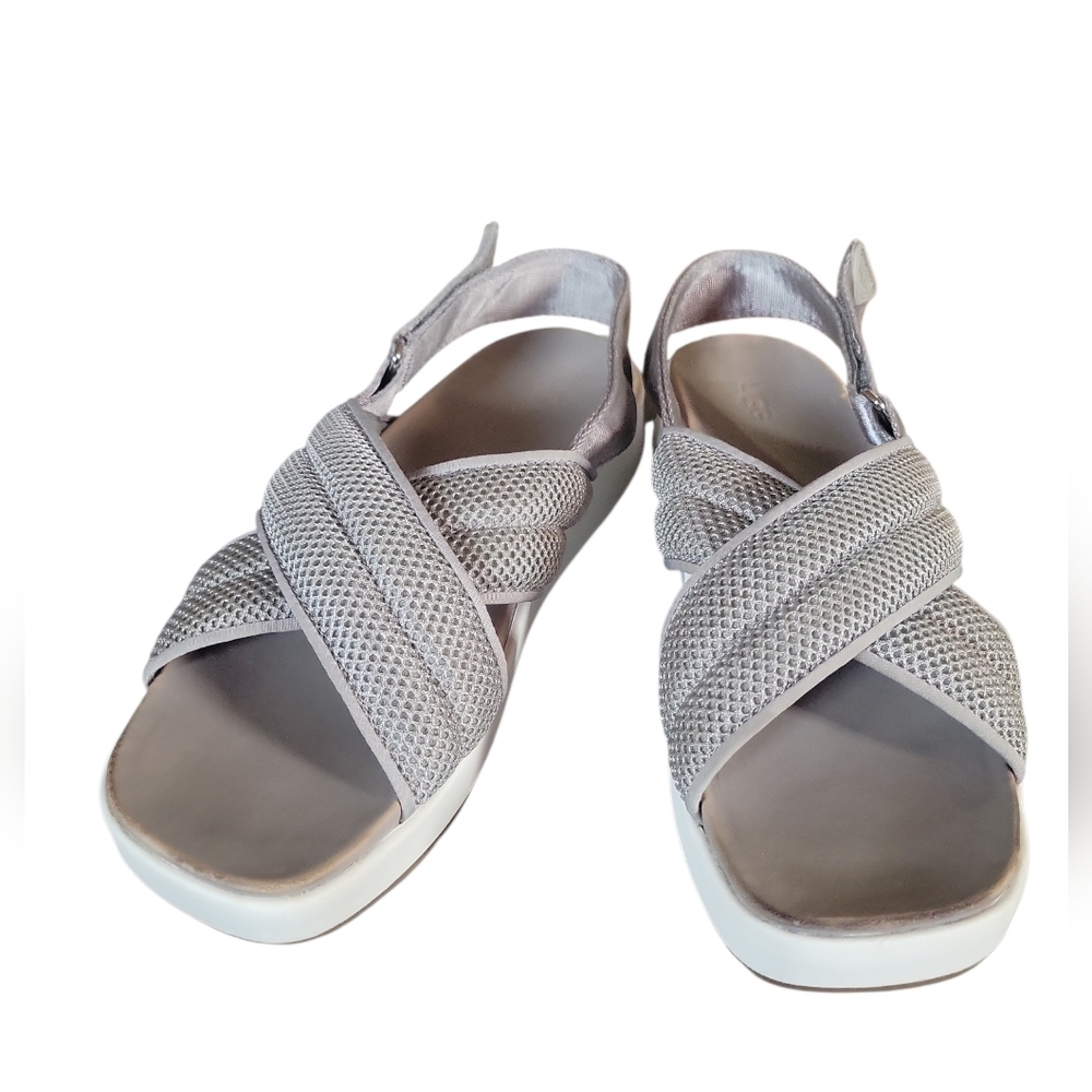 UGG Women's Nella Gray Velcro Adjustable Closure Wedge Heel Cushioned Sandals 11